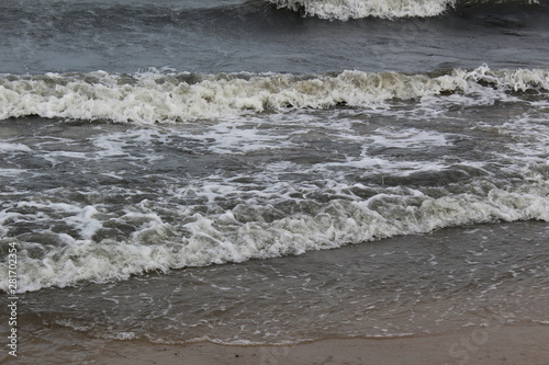 waves breaking on shore of the sea