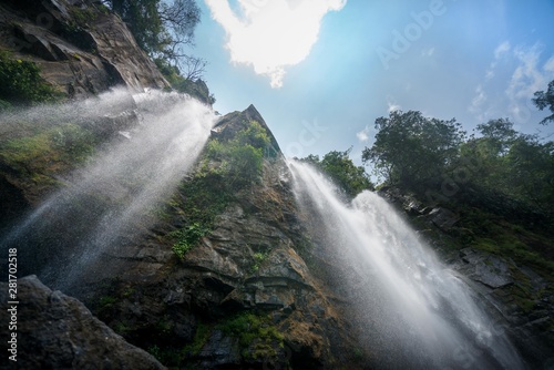View of the Nauyaca waterfall as seen from bellow in dry season, Puntarenas, Costa Rica