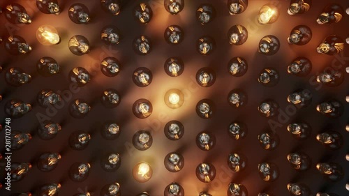 Light bulbs begin to lit one by one. Ideas or solution finding. 60 fps animation.