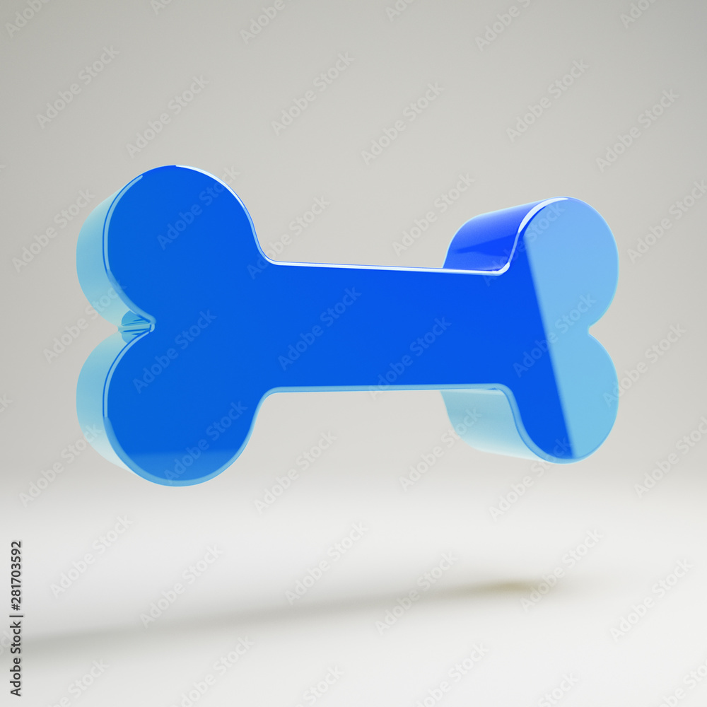 Volumetric glossy blue Bone icon isolated on white background. Volumetric glossy blue Bone icon isolated on white background.