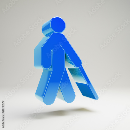 Volumetric glossy blue Blind icon isolated on white background.