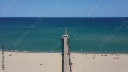 Ponton port Leucate aerial shot sandy beach mediterranean sea aerial view  photo