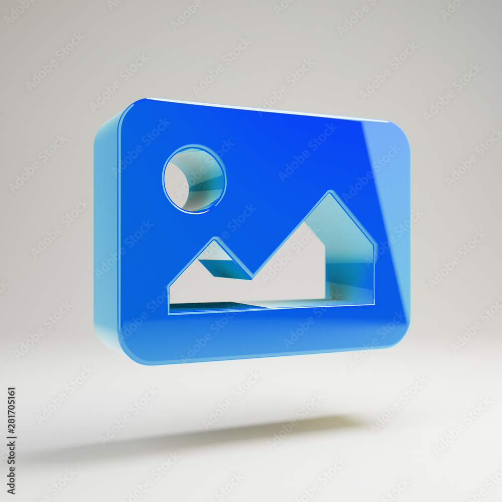 Volumetric glossy blue Image icon isolated on white background. Volumetric glossy blue Image icon isolated on white background.