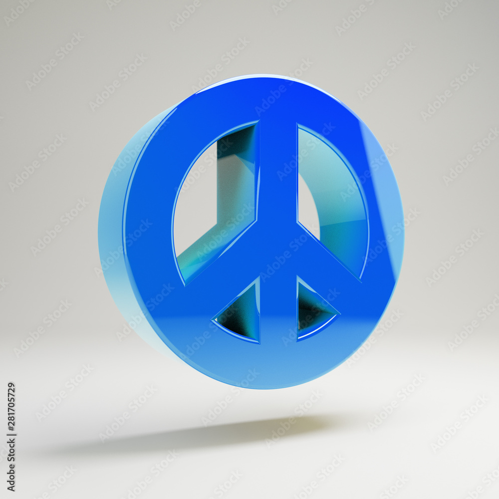 Volumetric glossy blue Peace icon isolated on white background. Volumetric glossy blue Peace icon isolated on white background.