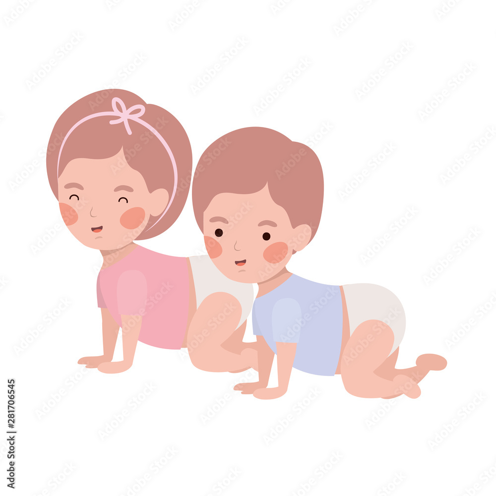 Isolated baby boy and girl design