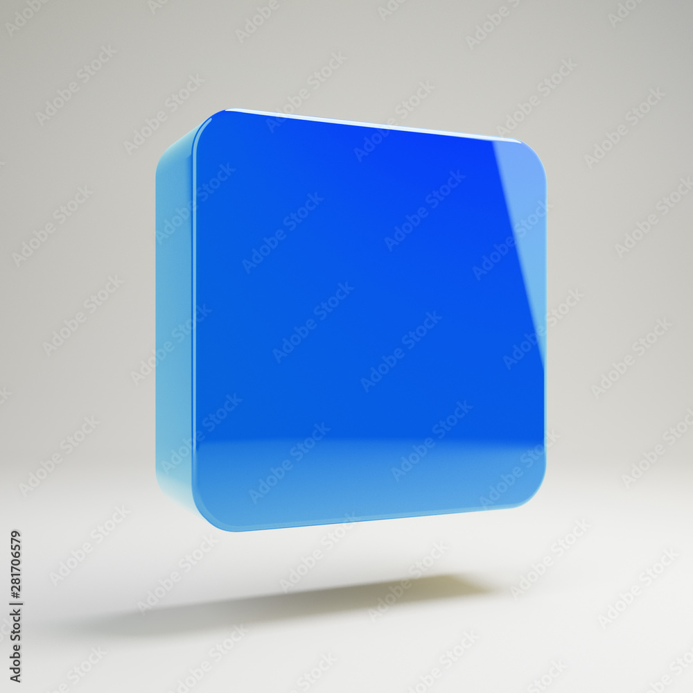 Volumetric glossy blue stop icon isolated on white background. Volumetric glossy blue stop icon isolated on white background.