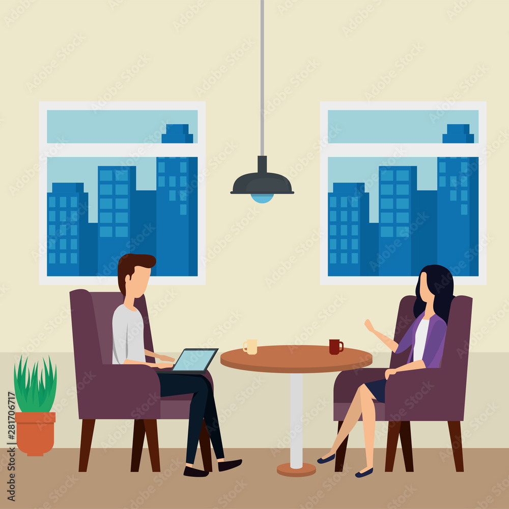 elegant business couple workers in the office elegant business couple workers in the office