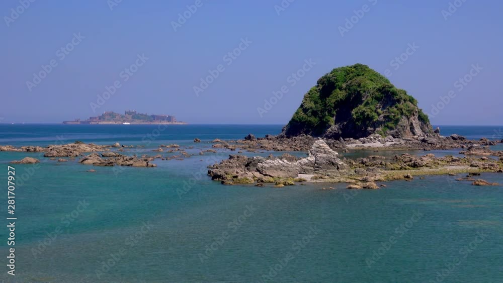 Seascape with Gunkanjima and Tanokojima, Japan Seascape with Gunkanjima and Tanokojima, Japan