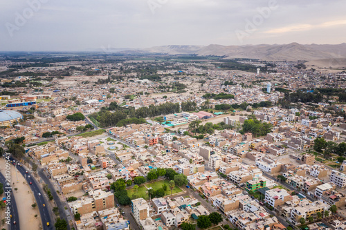 Fototapeta Naklejka Na Ścianę i Meble -  Aerial view of Ica city in Peru