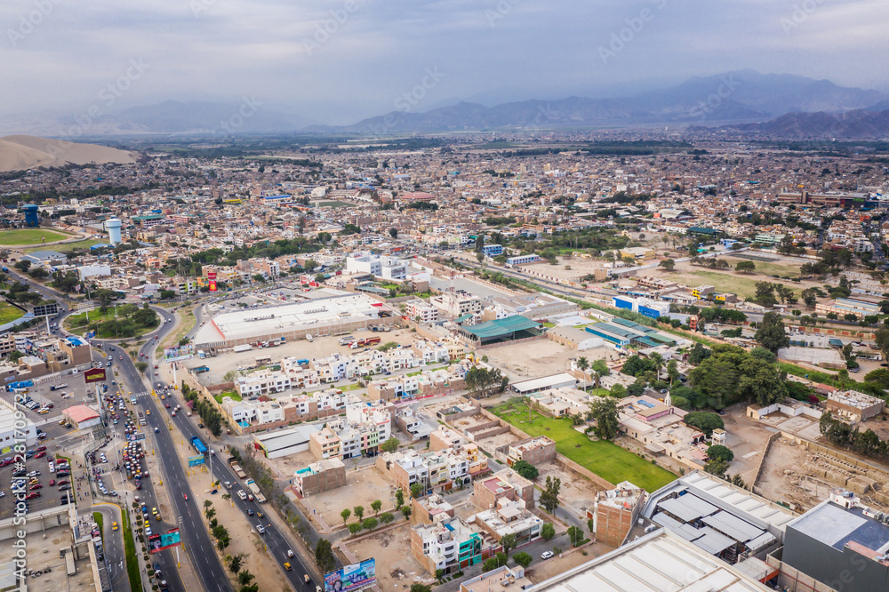 Naklejka premium Aerial view of Ica city in Peru