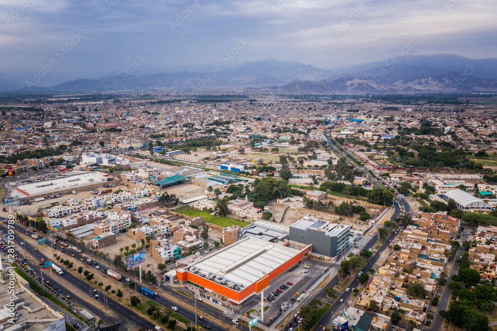 Aerial view of Ica city in Peru