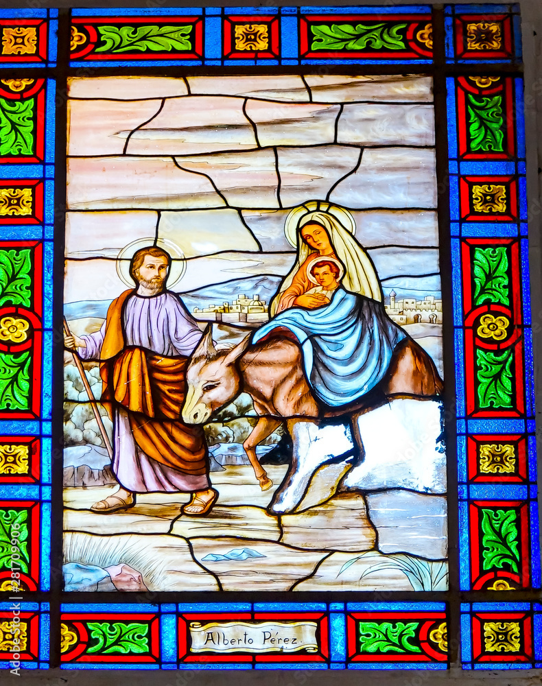 Mary Jesus Stained Glass Capilla de Belem Church Oaxaca Mexico