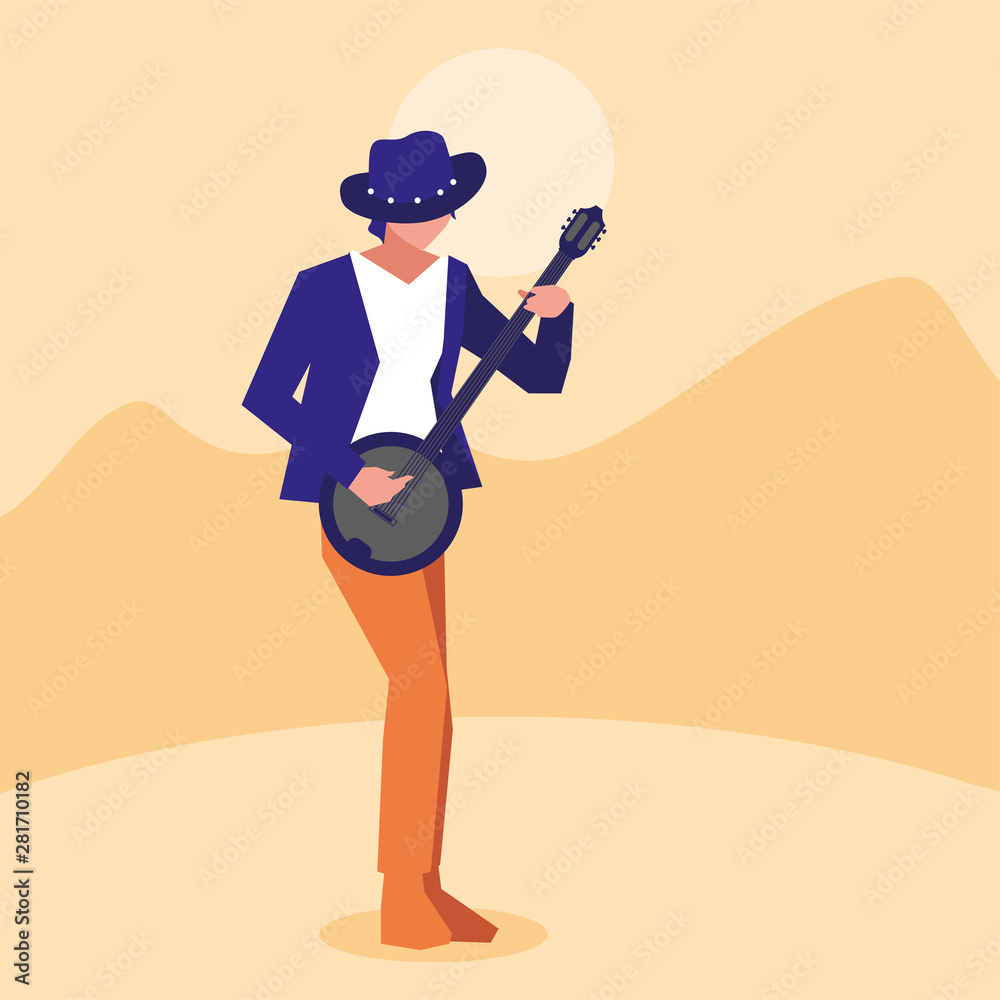 musician man banjo playing instrument