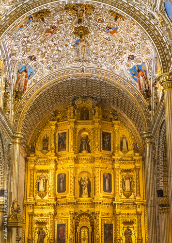 Ornate Ceiling Altar Santo Domingo de Guzman Church Oaxaca Mexico
