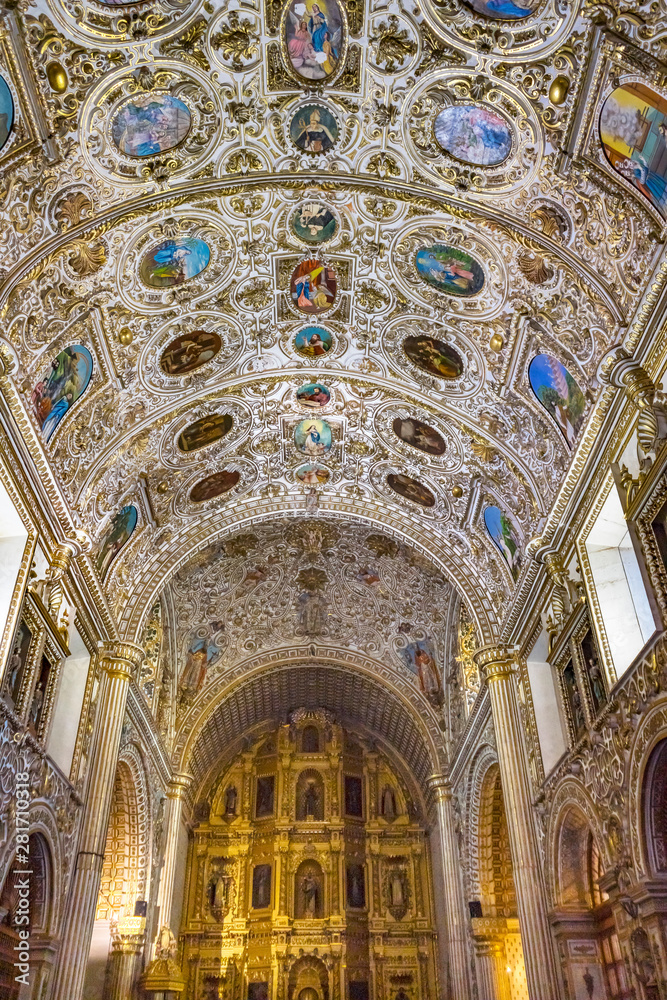 Ornate Ceiling Altar Santo Domingo de Guzman Church Oaxaca Mexico