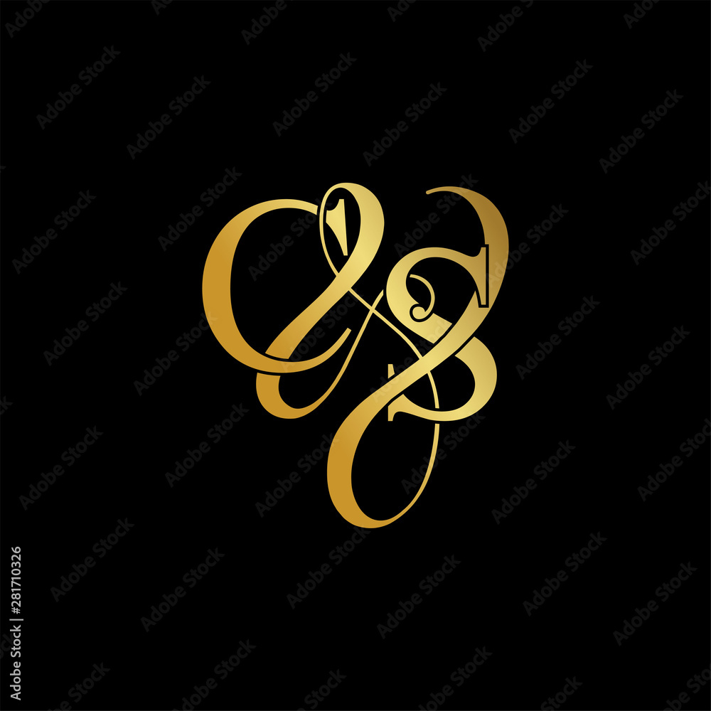 Initial letter C & S CS luxury art vector mark logo, gold color on black background. Initial letter C & S CS luxury art vector mark logo, gold color on black background.