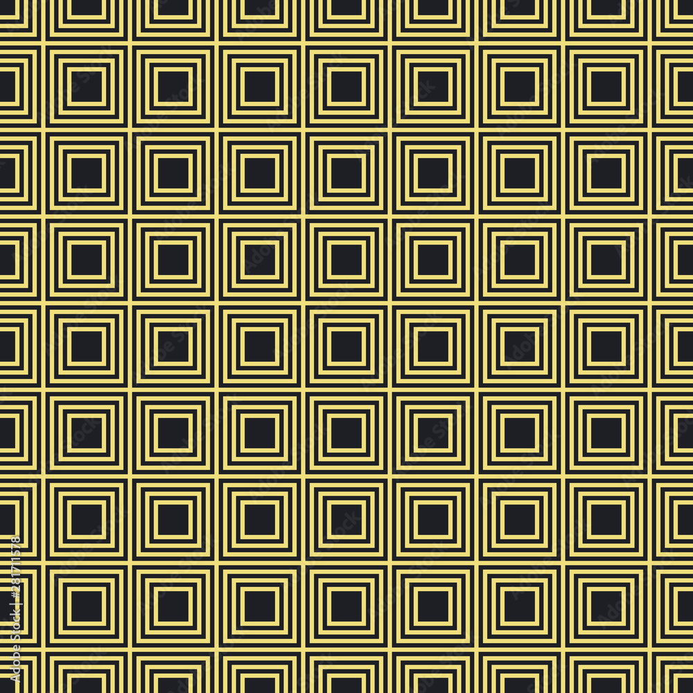 Seamless black and gold squares outline op art pattern vector
