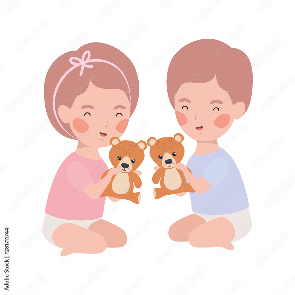 Isolated baby boy and girl design