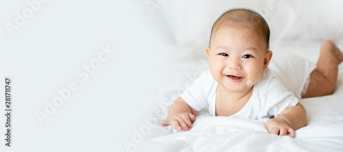 Asian newborn children must be cared for in development of the body. Visual skills Cleanliness of clothes, housing And should check the menstrual health at hospital. Banner background with copy space