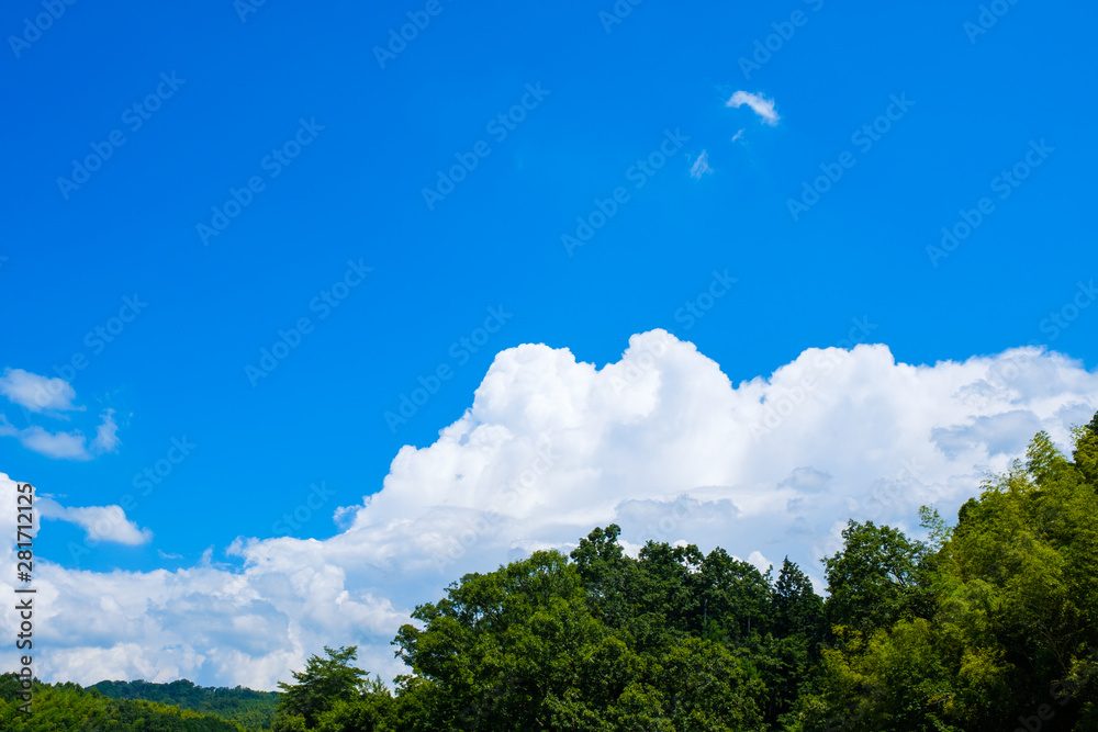 Obraz premium 【写真素材】 青空 空 雲 真夏の空 背景 背景素材 7月 コピースペース 