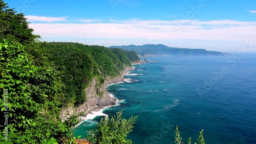 View of sea and cliff, Tanohata, Shimohei, Iwate, Japan photo