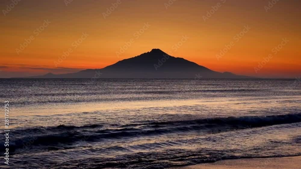 Rishiri Island silhouette at sunset, Japan Rishiri Island silhouette at sunset, Japan