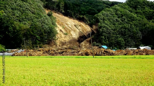 Landslide after earthquake photo