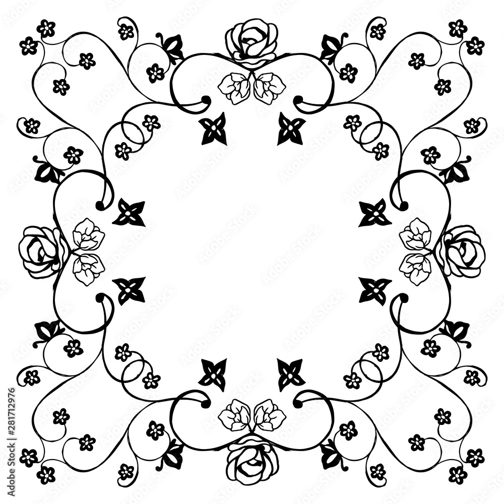 Pattern art of leaf floral frame, space for your text, for various design of greeting card. Vector