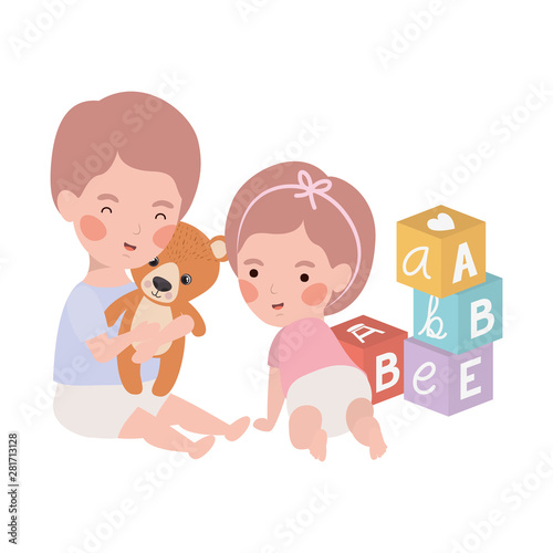 Isolated baby boy and girl design