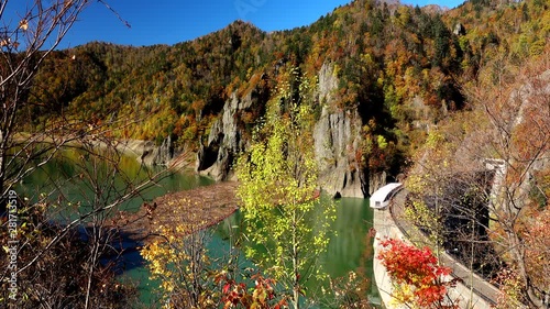 Hoheikyo Dam, Toyohira River, Autumn, Sapporo, Hokkaido, Japan photo