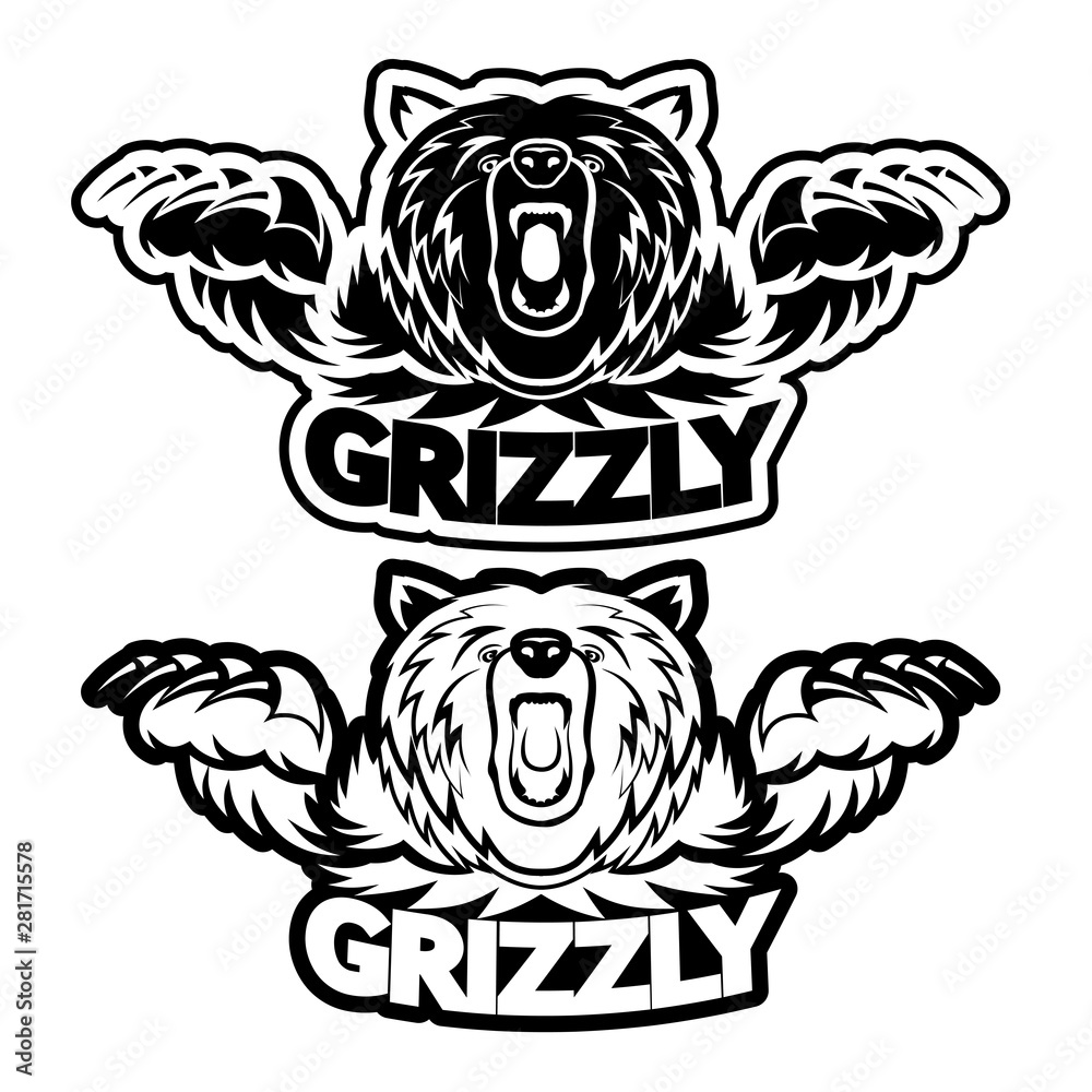 angry grizzly bear badge vector illustration angry grizzly bear badge vector illustration