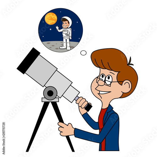 cheerful astronomer dreams of space