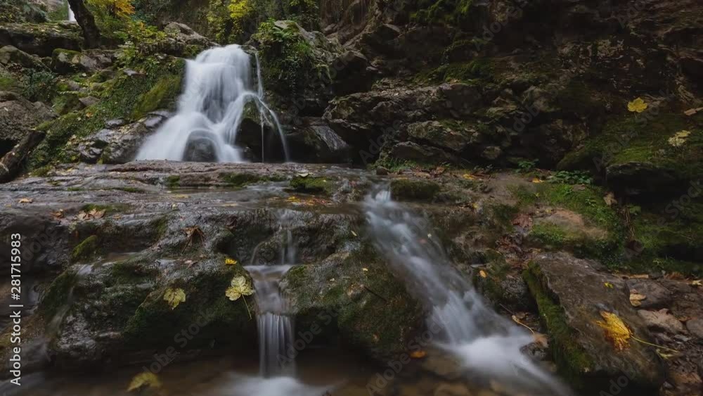 Beautiful meditative views in the forest, silver stream, green leaves, trees, natural view for relaxation. (time-lapse) Beautiful meditative views in the forest, silver stream, green leaves, trees, natural view for relaxation. (time-lapse)