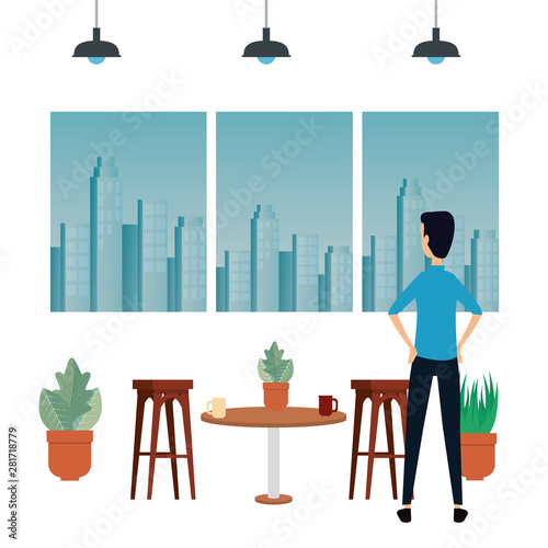 elegant businessman worker in the office scene