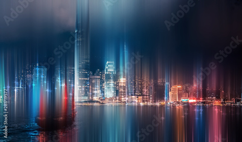 Abstract vertical motion blur city effect for background