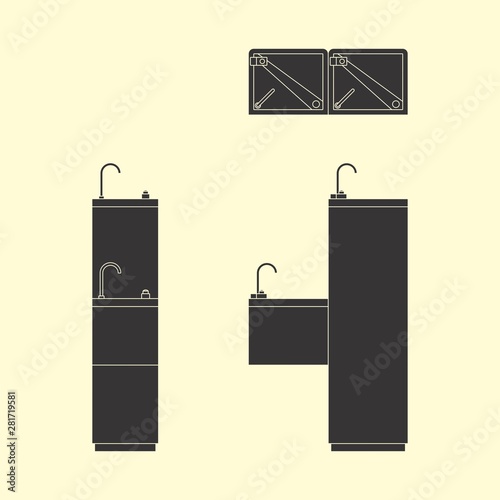Drinking fountain fixed simple colored