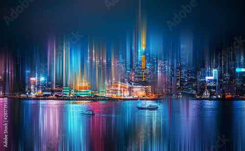 Abstract vertical motion blur city effect for background