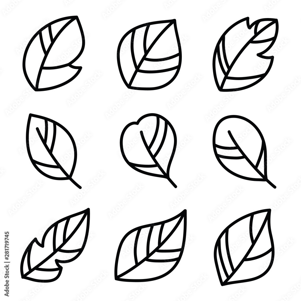 Leaves icon set. Leaf vector design for logo and nature brand identity.