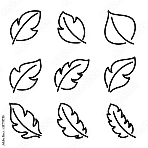 Leaves icon set. Leaf vector design for logo and nature brand identity.