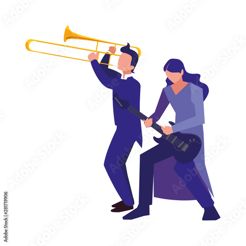 two male musicians musical instruments