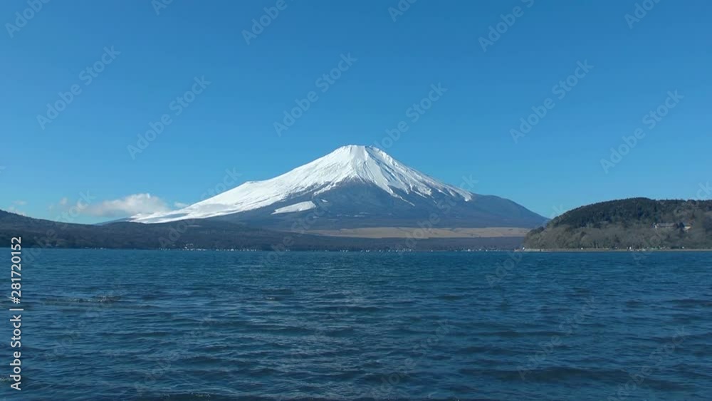 Snowcapped Mount Fuji and Lake Yamanaka, Yamanashi Prefecture, Japan Snowcapped Mount Fuji and Lake Yamanaka, Yamanashi Prefecture, Japan