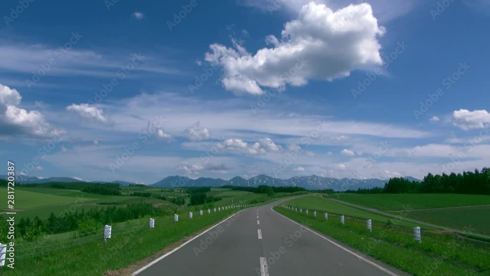 View of road, Biei, Hokkaido, Japan View of road, Biei, Hokkaido, Japan