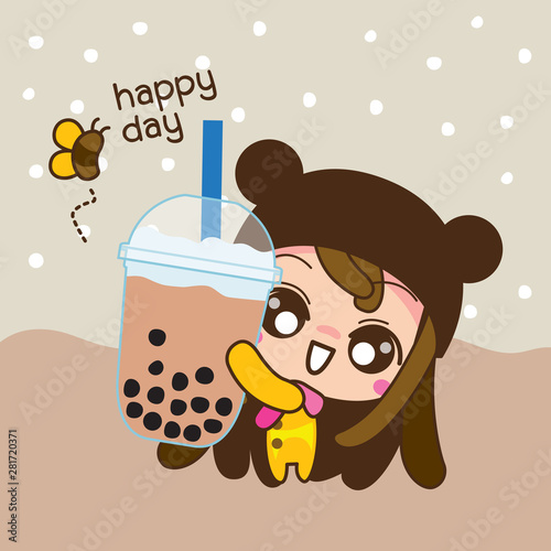 The Bubble Tea or boba tea, Pearl milk tea and popular drink vector, illustration