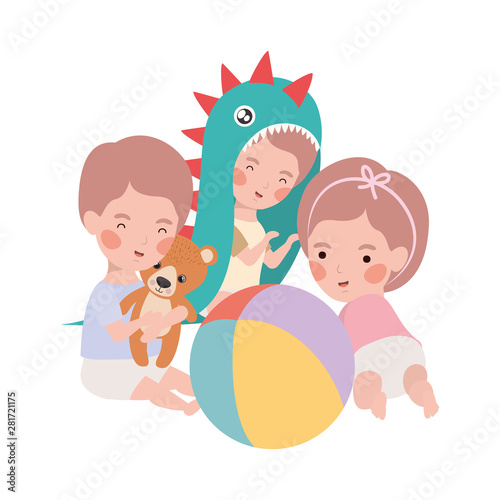 Isolated baby boys and girl design photo