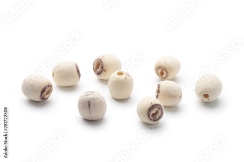 Dried lotus seeds isolated on white background