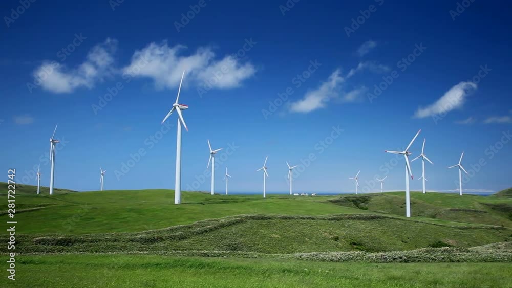 Timelapse shot of wind turbines on hills, Wakkanai, Hokkaido Timelapse shot of wind turbines on hills, Wakkanai, Hokkaido