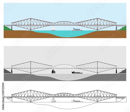 Quebec bridge colored and outline only