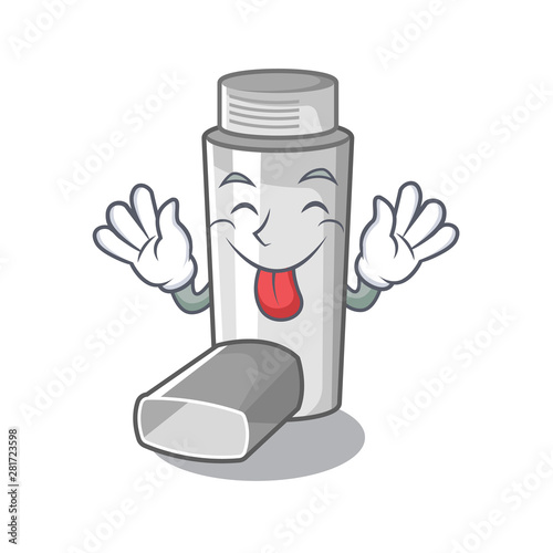Tongue out asthma inhaler in the character bag