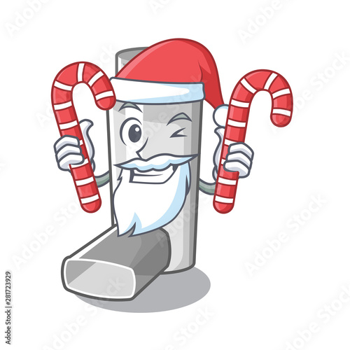 Santa with candy asthma inhaler in the character bag