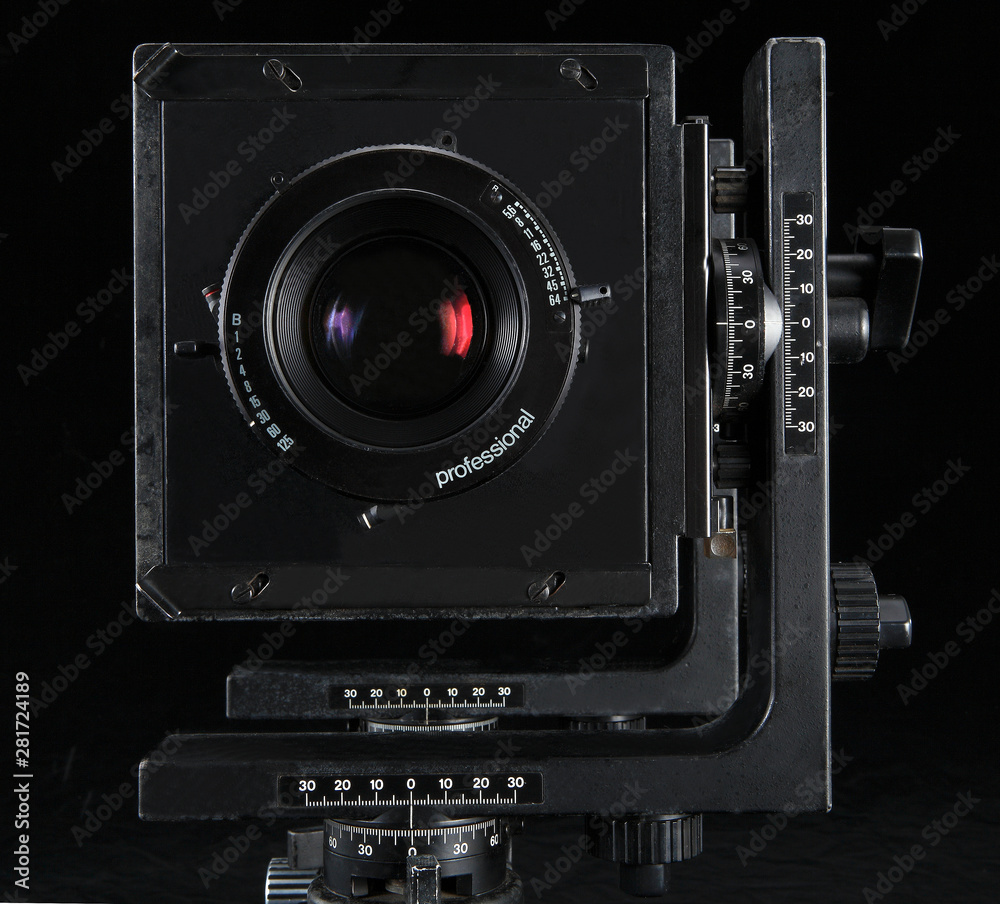 film camera on black background